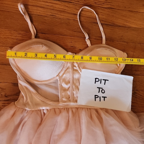 Ballet Pink Satin Corset Bustier Coquette Tiered Tulle Midi Dress - Picture 5 of 8